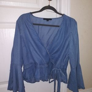 Blue jean wrap top
